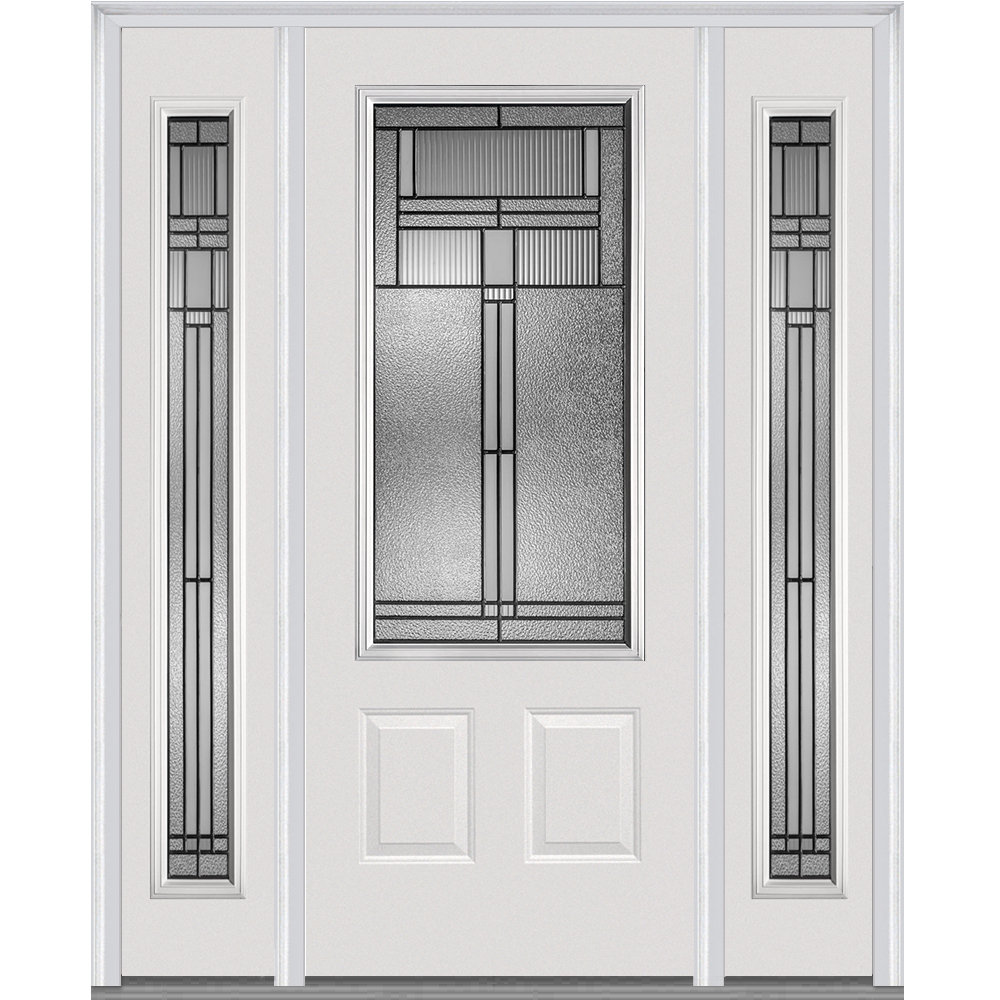 Verona Home Design Brighton Primed Steel Prehung Front Entry Doors
