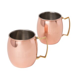 2 Piece His / Hers Moscow Mule Copper Mug with Unique Handle Set