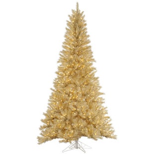 45 whitegold tinsel artificial christmas tree with 200 clearwhite lights with stand - White Fake Christmas Tree 45 whitegold tinsel artificial christmas tree with 200 clearwhite lights with stand - White Fake Christmas Tree