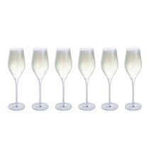 Set of 3 6 Champagne Glasses Flutes Wine Coloured Stem Gift Party 190 ml 