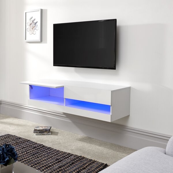 Black Gloss Glass Tv Stand Unit Cabinet With Cable Management 50