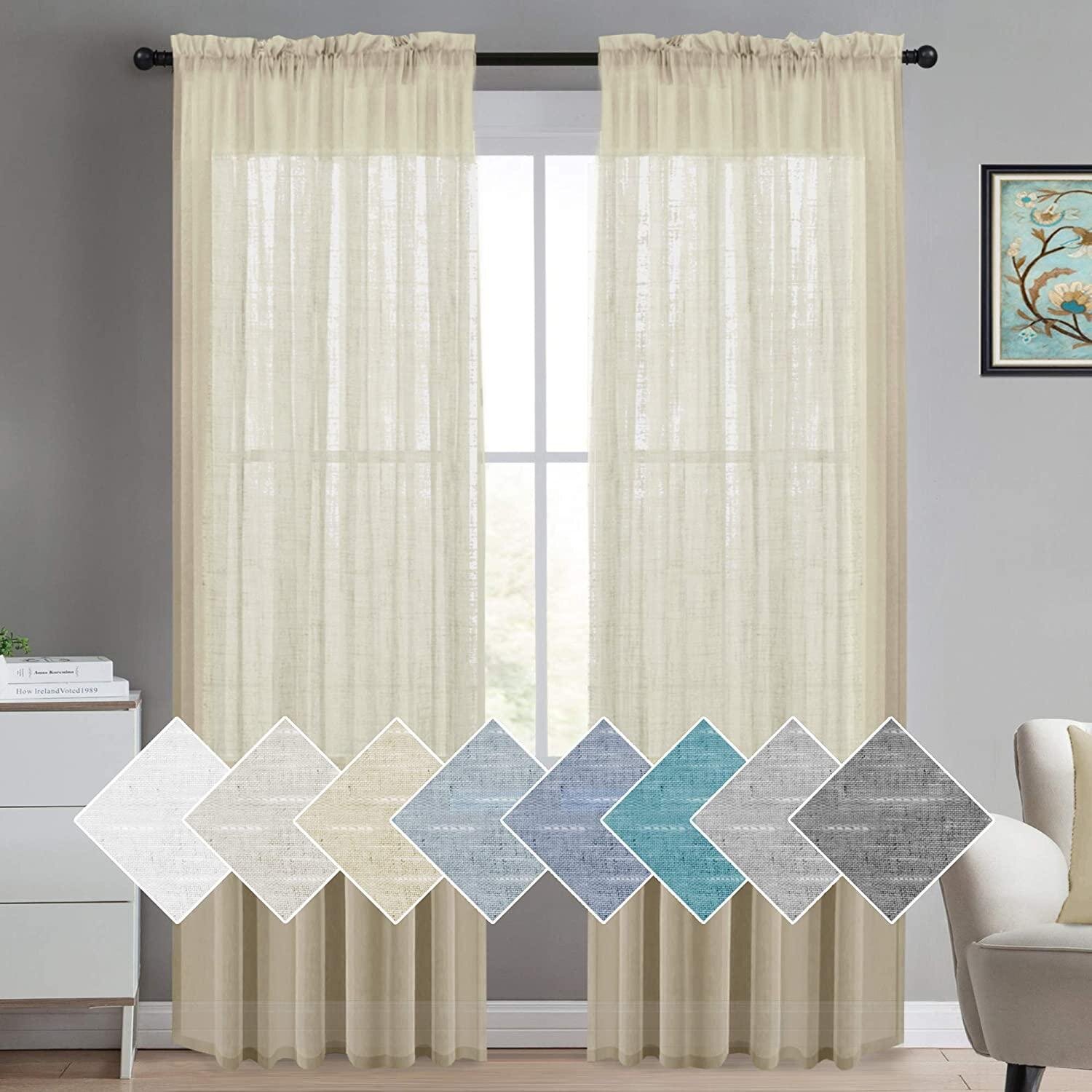 Eider Ivory Linen Sheer Curtains For Bedroom Living Room Window