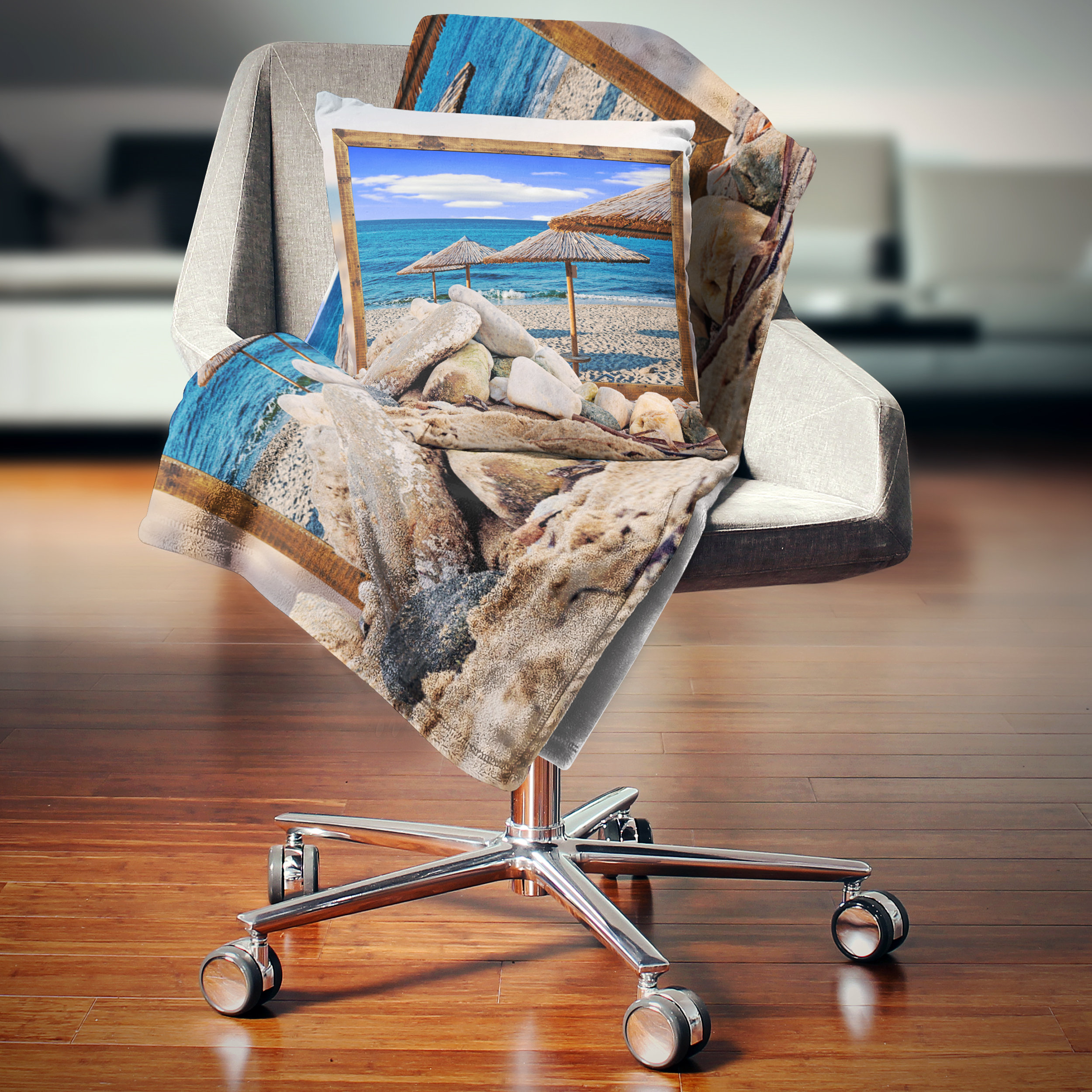 East Urban Home Framed Effect Beach Umbrellas Seashorepillow Wayfair