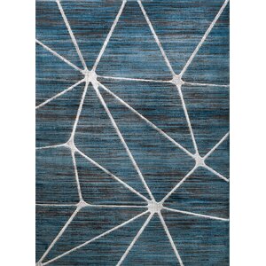 Clarette Glamour Web Blue/Silver Area Rug