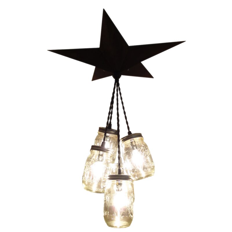 August Grove Aida Barn Star 5 Light Cluster Jar Pendant Reviews