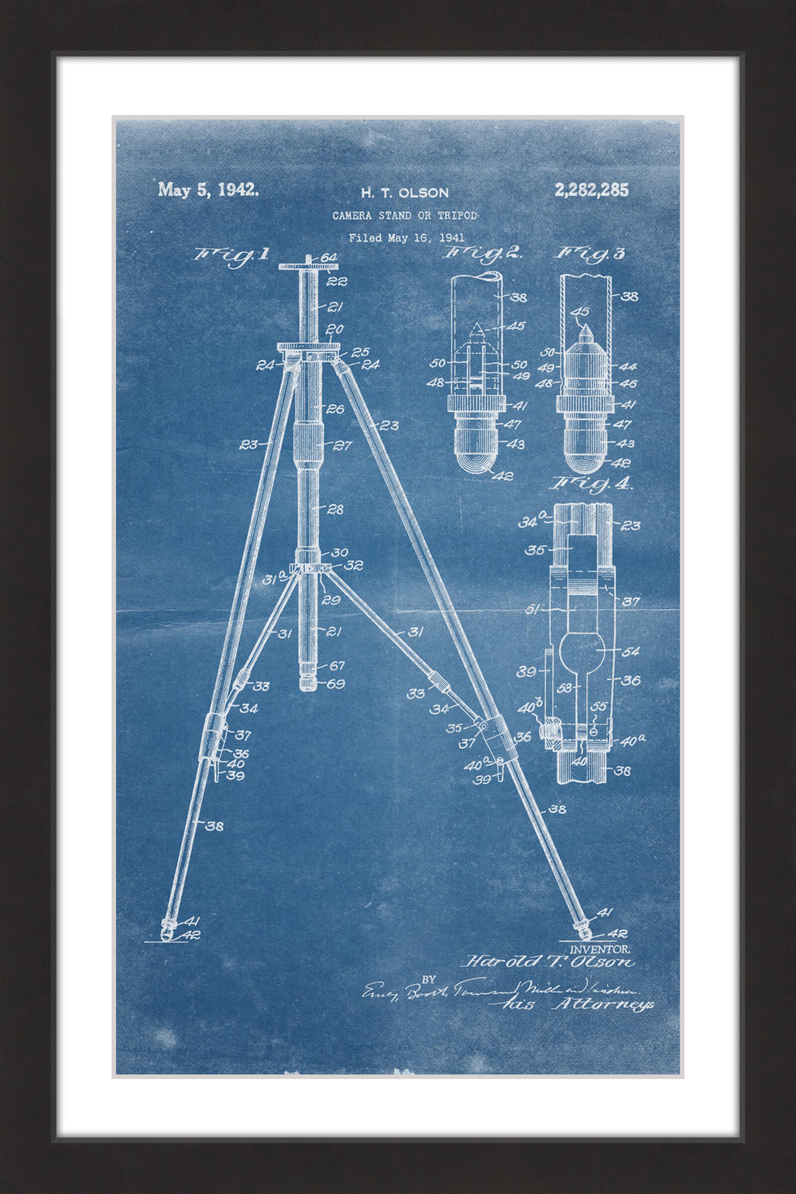 Marmont Hill Tripod 1942 Blueprint by Steve King - Picture Frame ...