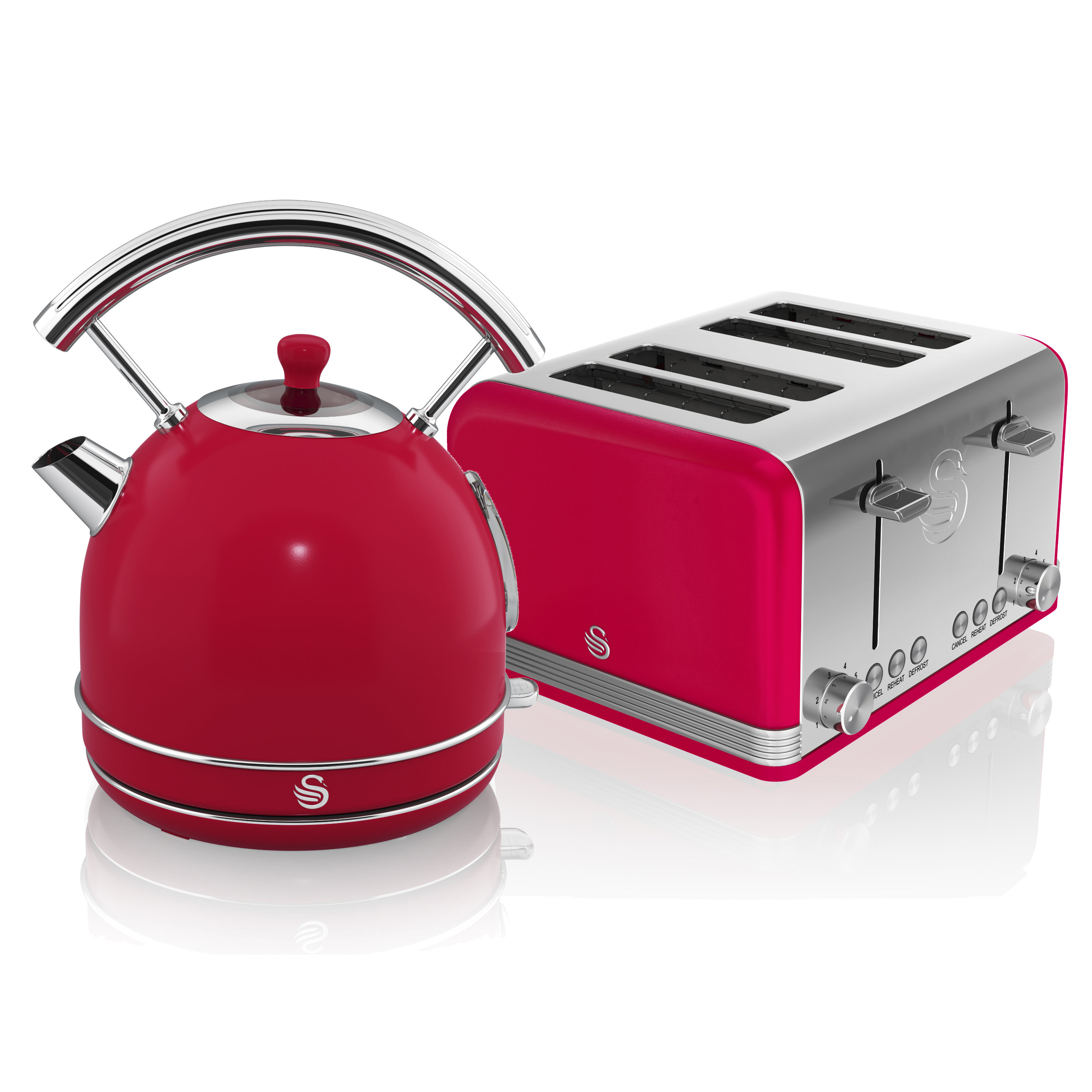 1.8L Stainless Steel Electric Kettle 1.8L 3000W Retro Dome Kettle Red