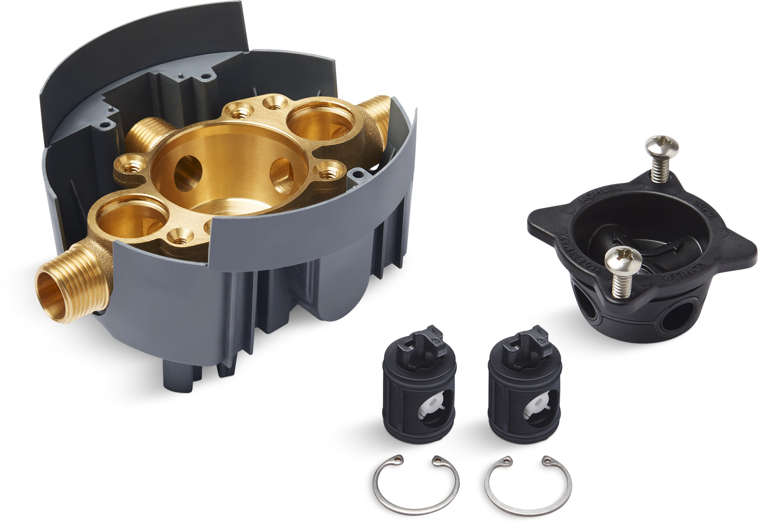 Kohler RiteTemp Valve Body RoughIn With Service Stops And Female NPT Connections, Project Pack