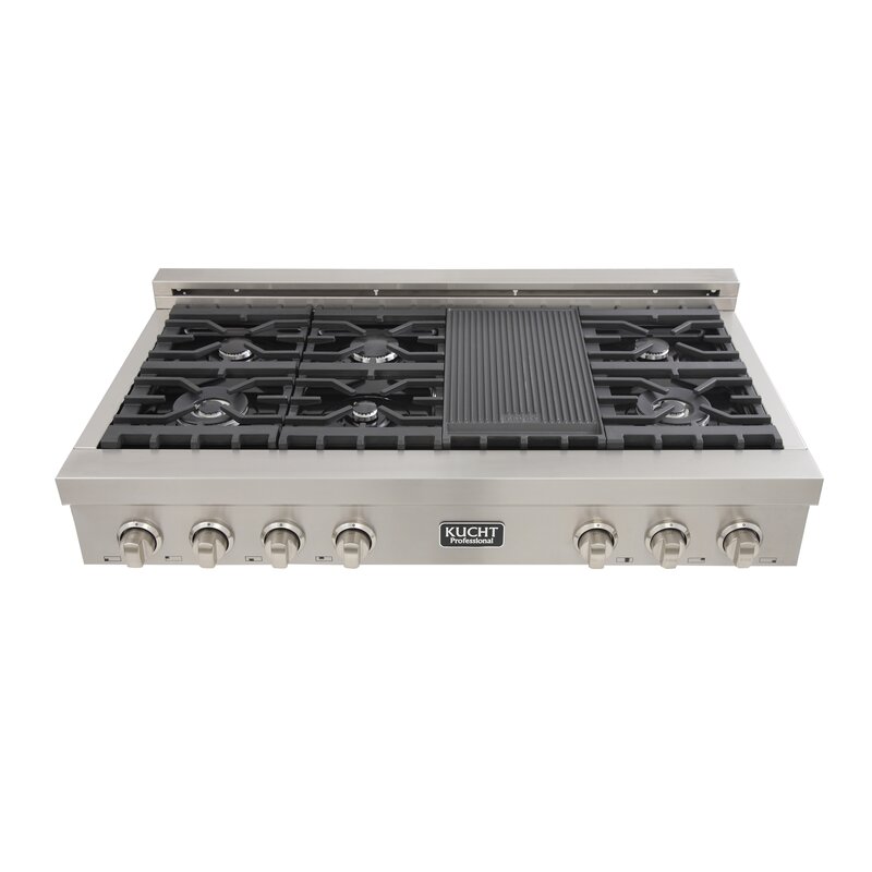 Kucht Professional 48 Gas Cooktop With 6 Burners And Griddle