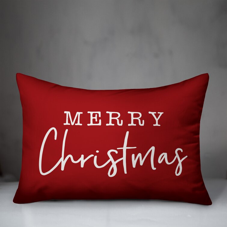 Merry Christmas Embroidered Lumbar Pillow Cover