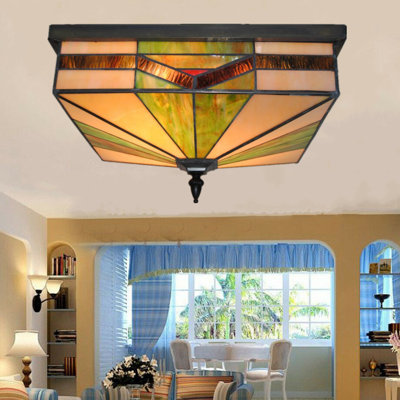 tiffany 6"-wide retro square tiffany ceiling light