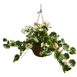 Pure Garden Artificial Geranium Hanging Basket & Reviews | Wayfair