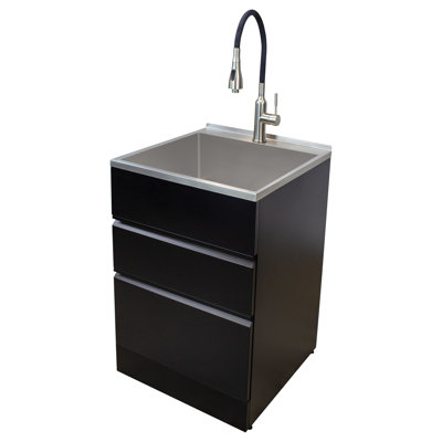 22'' l x 22'' w free standing laundry sink with faucet