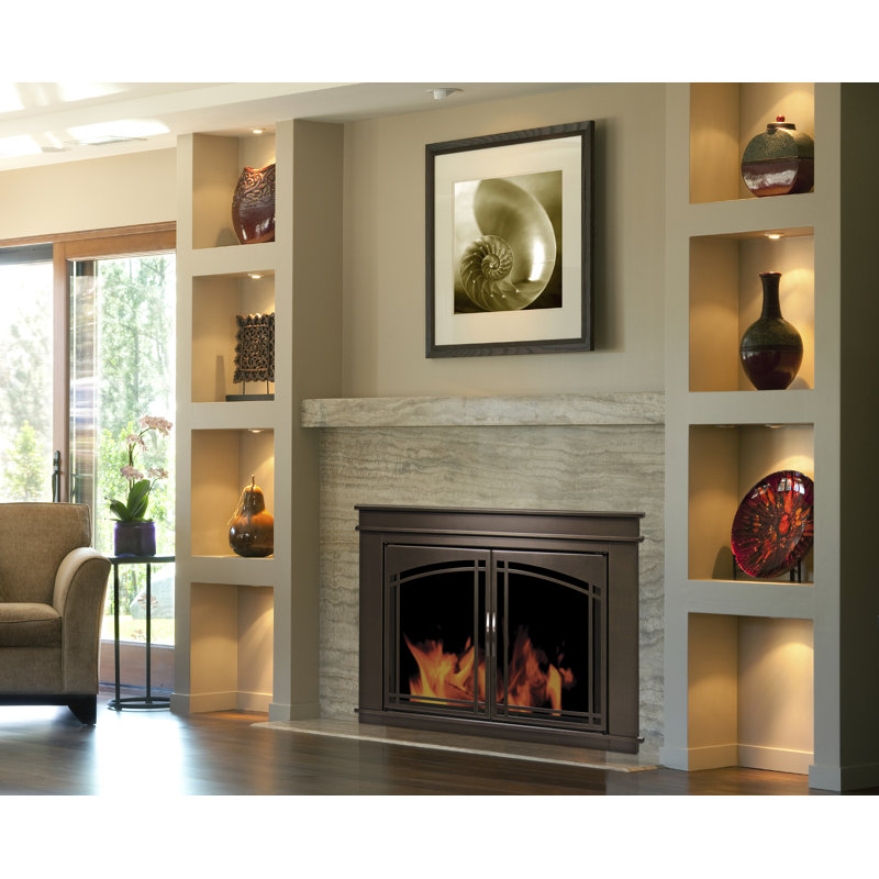 Pleasant Hearth Fenwick Cabinet Style Steel Fireplace Doors