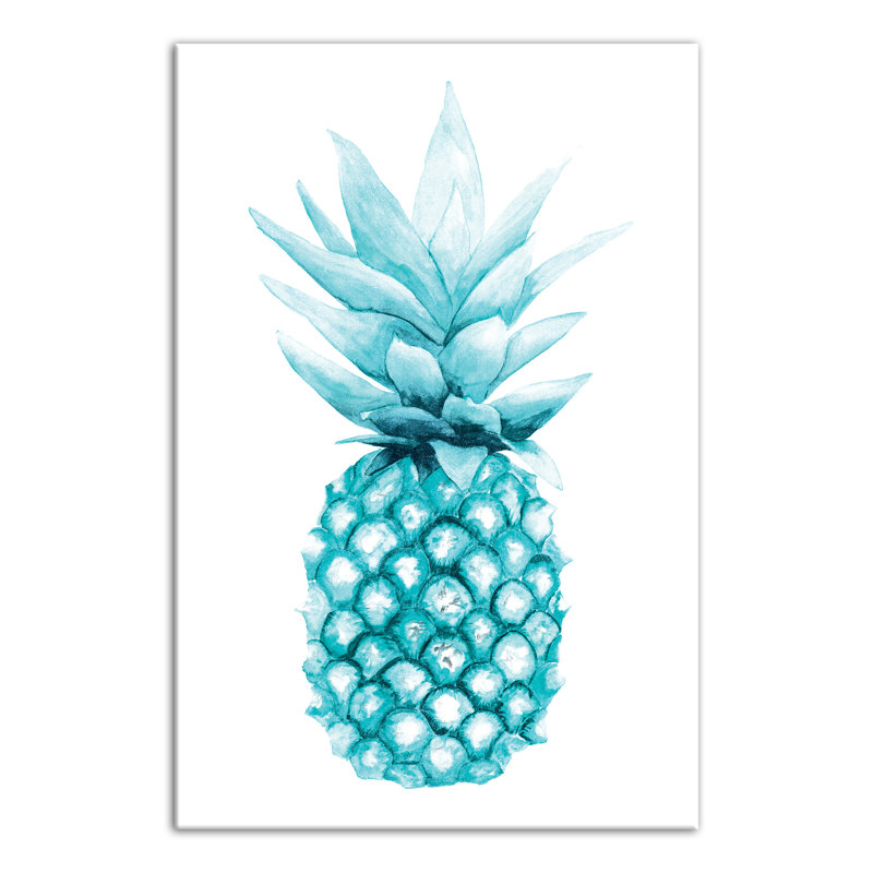 Bay Isle Home Blue Pineapple Watercolor Painting Print On Canvas