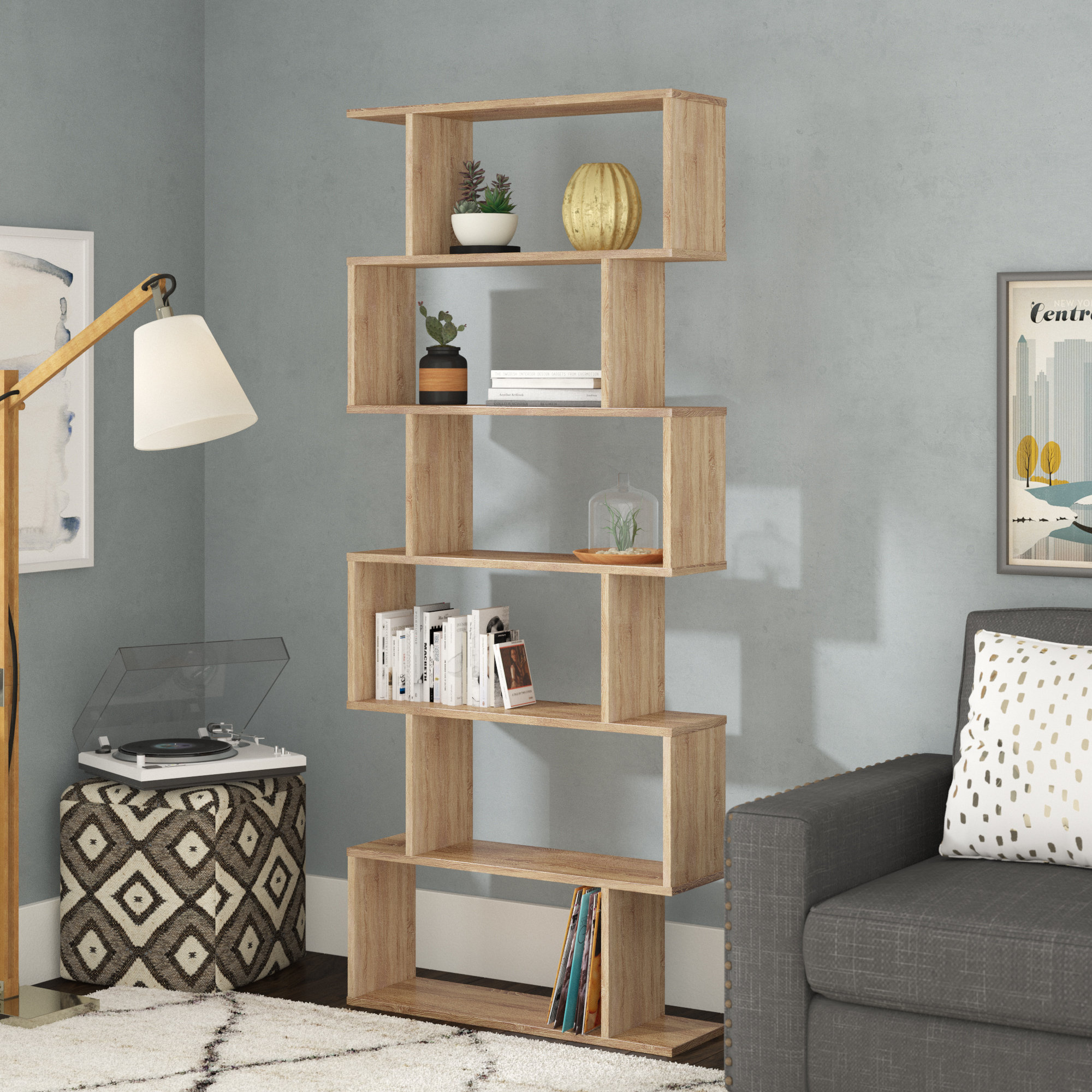 Wrought Studio Susann 75.5'' H x 31.5'' W Geometric Bookcase & Reviews Wayfair