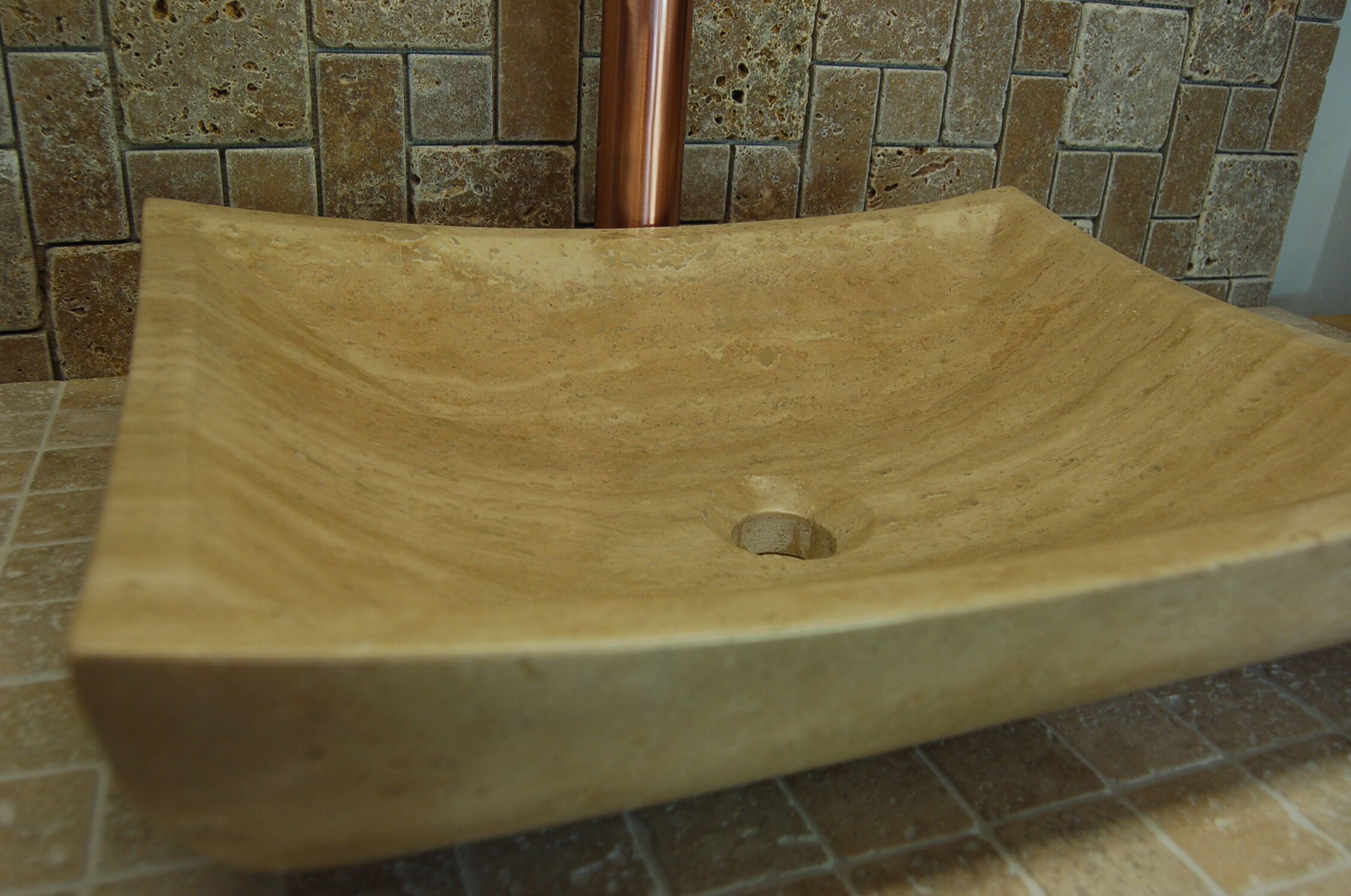 Zen Deep Stone Rectangular Vessel Bathroom Sink