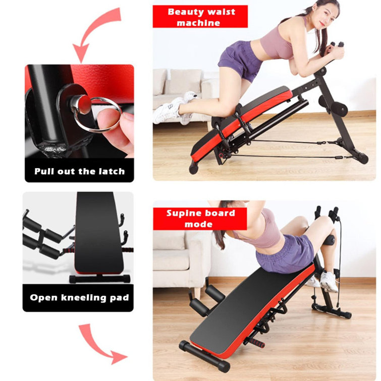 Himiway Adjustable Weight Bench Press 6 In 1 Functional Utility Barbell Lifting Press Exercise Foldable Workout Bench For Home Full Body Workout Strength Training Bench Sit Up Abs Waist Machine With 2 Fitness Rope