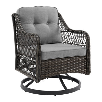 Baecher Wicker / Rattan Outdoor Swivel & Glider Chair with Cushions