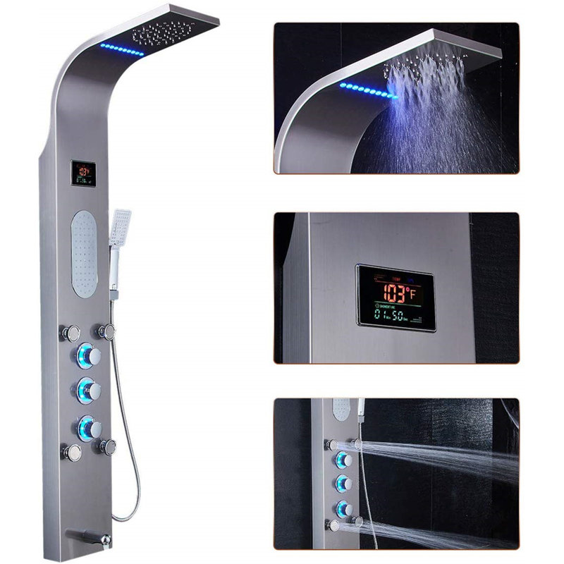 Ello Allo Led 55 Shower Panel With Dual Shower Head And Handheld