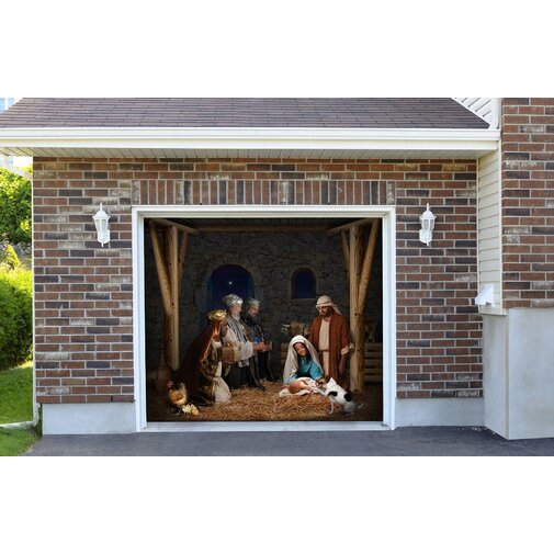 The Holiday Aisle Christmas Nativity Scene Garage Door Mural | Wayfair