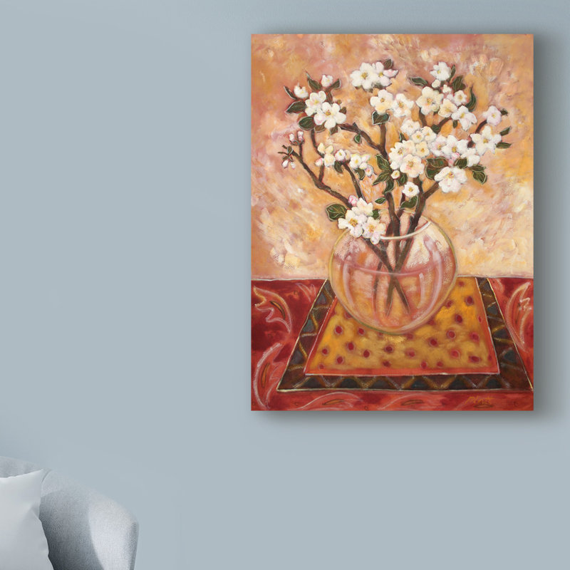 World Menagerie Apple Blossom Striped Watercolor Painting Print