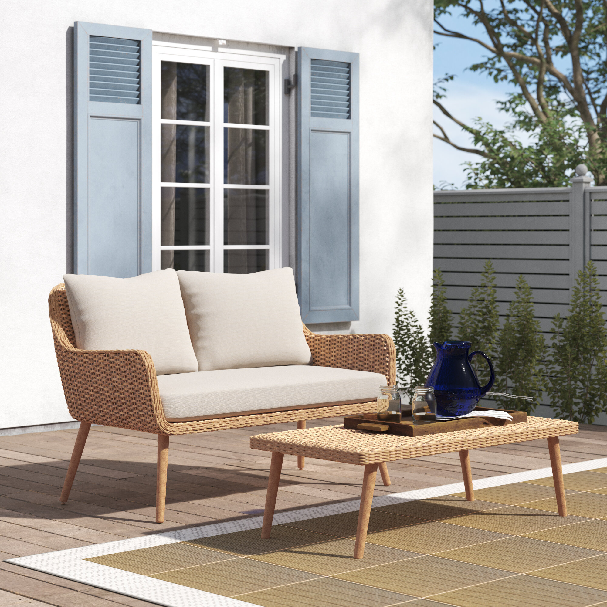 Chamond Outdoor 2 Piece Seating Group With Cushions Reviews Birch Lane