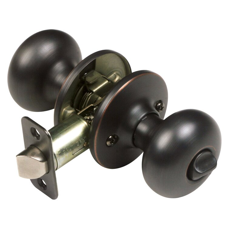 Oil Rubbed Bronze Passage Door Knob with Nonlocking Removable Latch Plate All Metal by BESTTEN for Hallway/Closet 