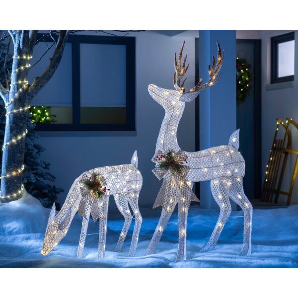 Warm White Noma 3D Wire Christmas Reindeer & Sleigh 280 LEDs 