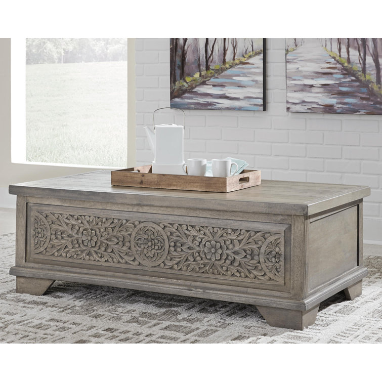 Bungalow Rose Asheboro Solid Wood Lift Top Coffee Table with Storage