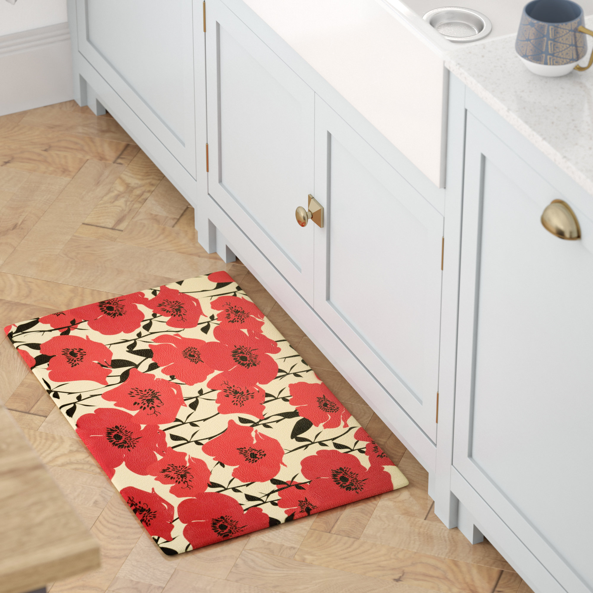 Ivy Bronx Deshong Poppy Fields Kitchen Mat Reviews Wayfair