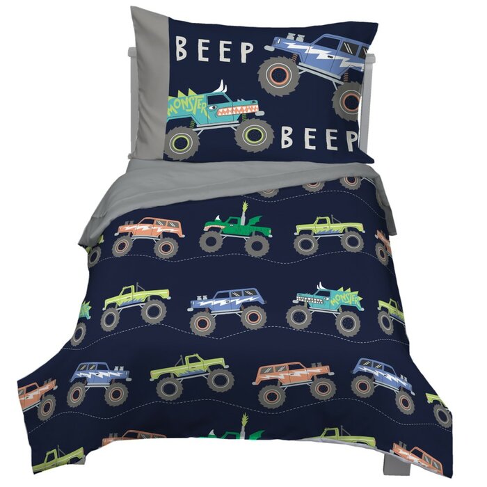 Monster Truck 4 Piece Toddler Bedding Set