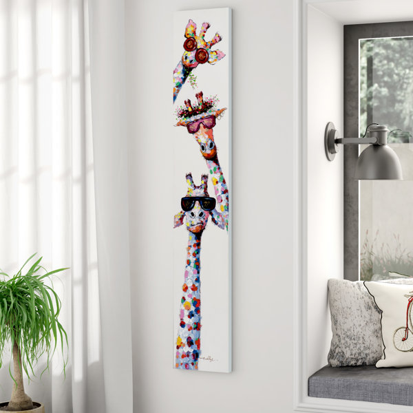 East Urban Home Slim Funny Giraffes Acrylic Painting Print On