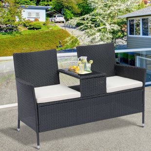 rattan love bench