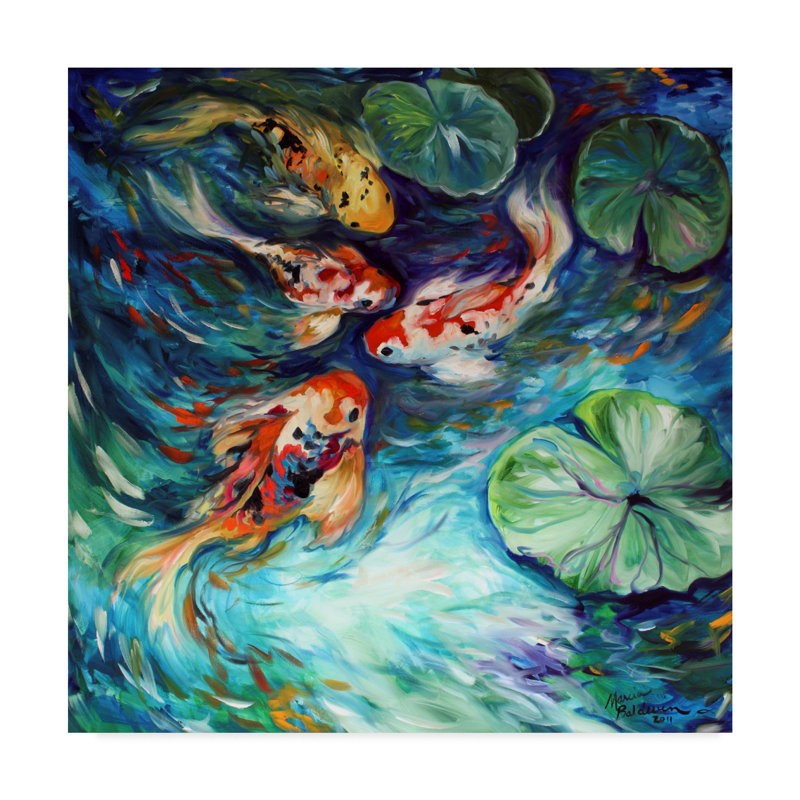 Trademark Art Dancing Colors Koi Acrylic Painting Print On