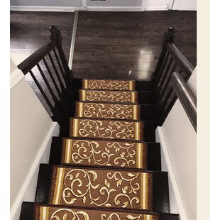 Ottohome Collection Brown 9 in Polypropylene Stair Tread Set of 7 x 26 in 