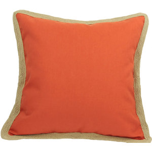 Classic Jute Trimmed Solid Throw Pillow