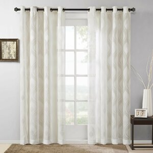 Ivan Geometric Sheer Grommet Single Curtain Panel