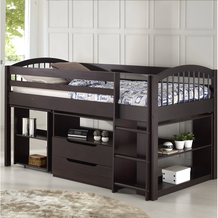 Zoomie Kids Abigail Twin Loft Bed With Drawers And Shelves