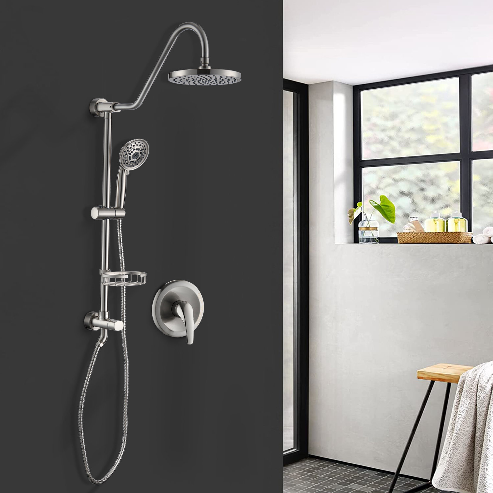 SOUEEUM Complete Shower Faucet with Rough-in Valve & Reviews | Wayfair