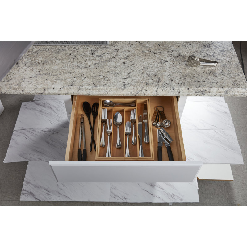 Project Tidy Erica Bamboo Adjustable Flatware Drawer Organizer