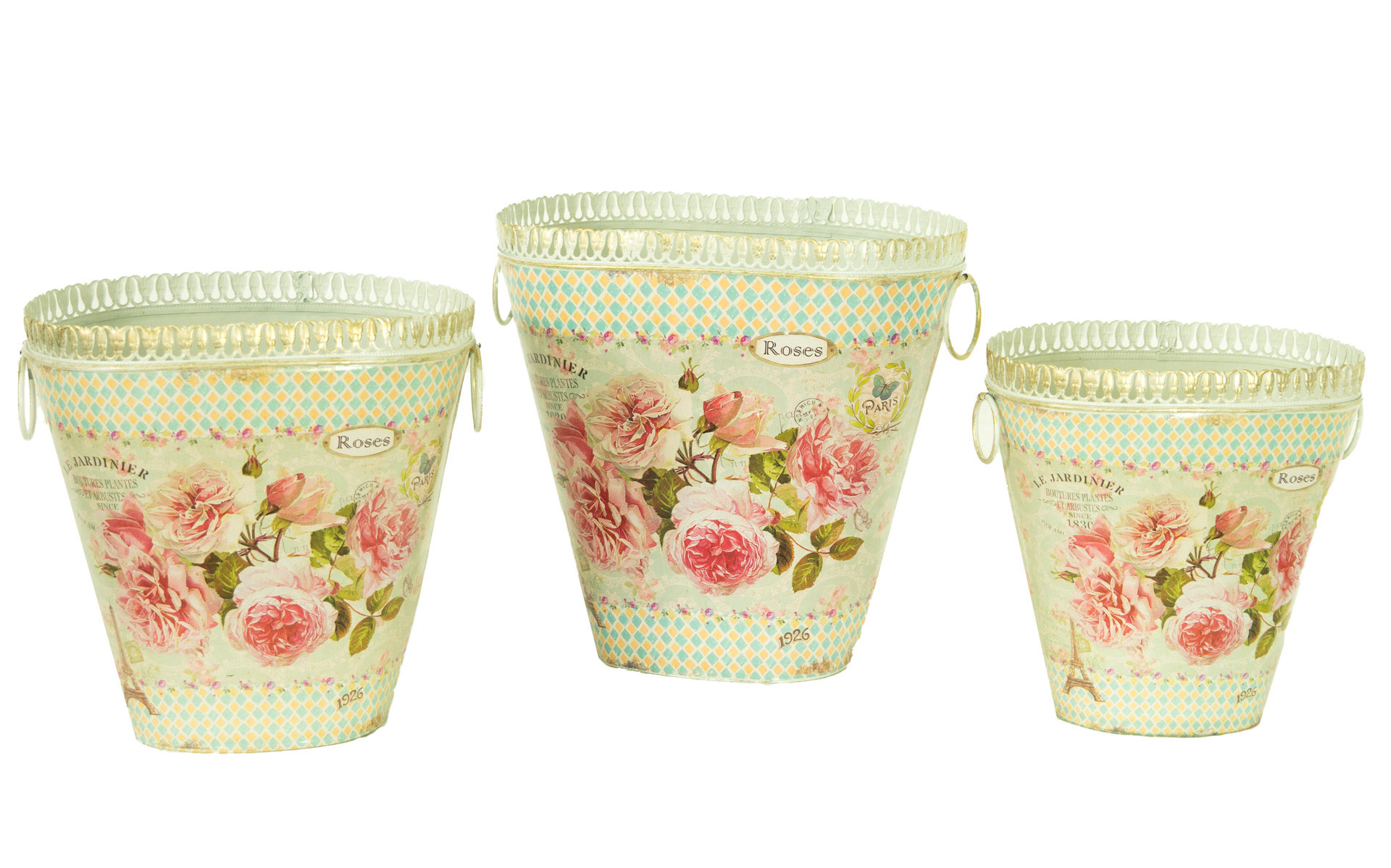 Ophelia Co Ardal French Country Planters Vintage 3 Piece Metal Pot Planter Set Reviews Wayfair
