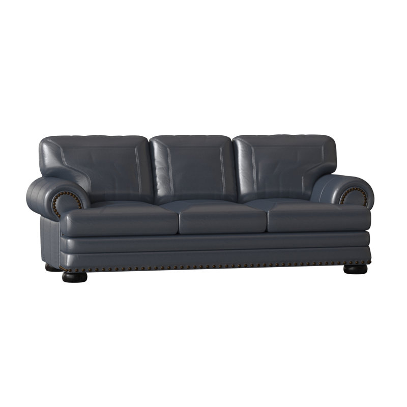 Omnia Leather Houston Genuine Leather 97 Rolled Arm Sofa Bed