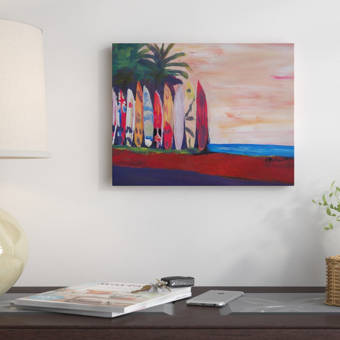 East Urban Home Surf Board Fence Wall At The Seaside Painting On