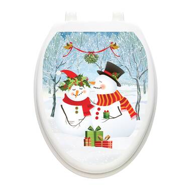 Toilet Tattoos Snowman With Owls  Vinyl Removable Christmas  Lid Decor 