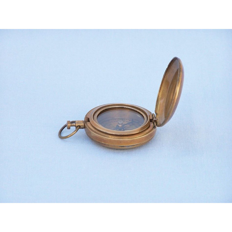 Nautical Decorative Brass Push Button Compass Maritime Vintage Pocket Compass