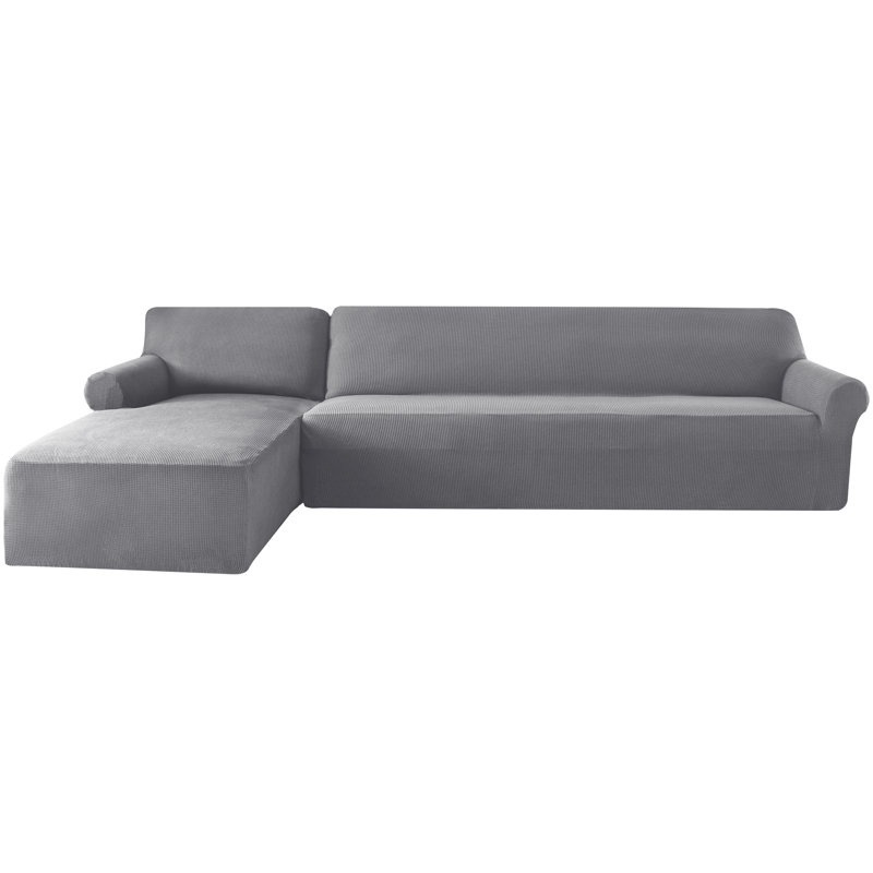 Ebern Designs L Shaped Jacquard Spandex Stretch Box Cushion Sofa