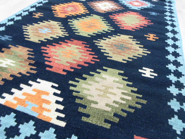 Alpen Home Handmade Kilim Wool And Cotton Dark Blue Rug Wayfair Co Uk