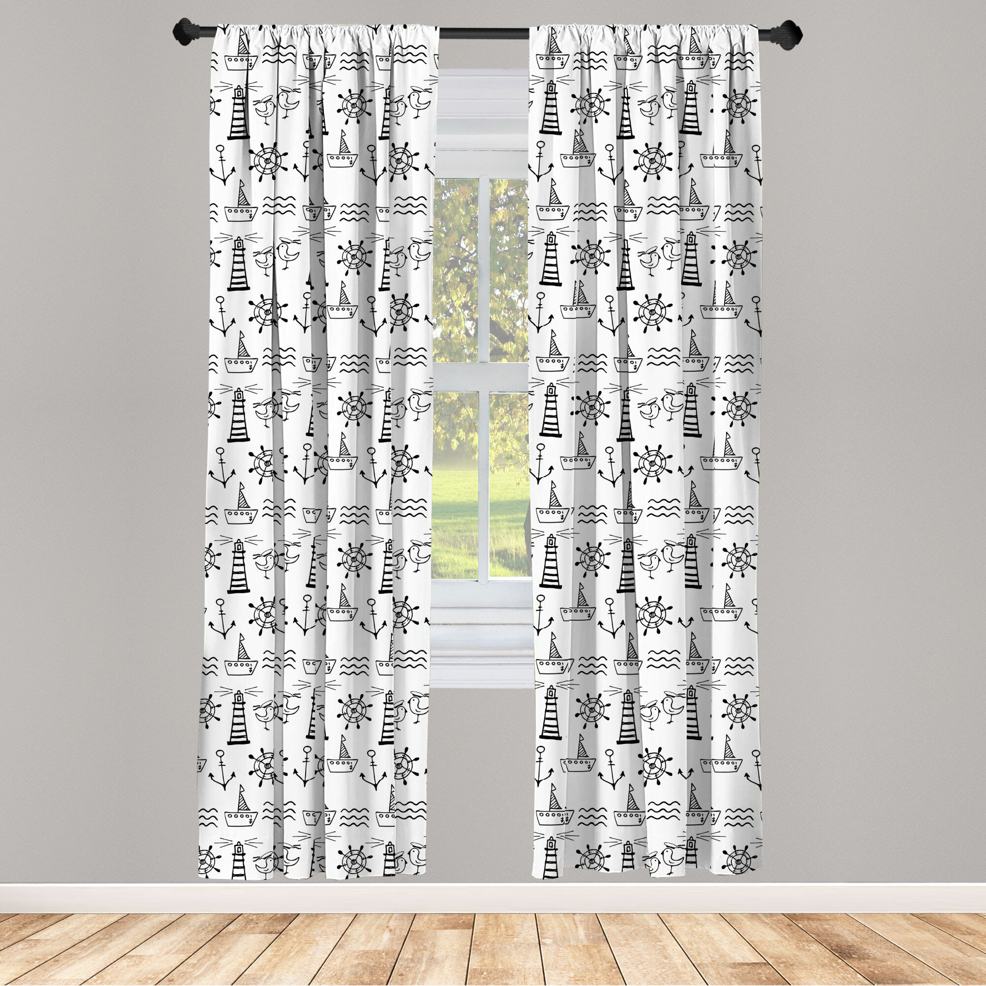 Wave Microfiber Curtains 2 Panel Set for Living Room Bedroom in 3 Sizes 