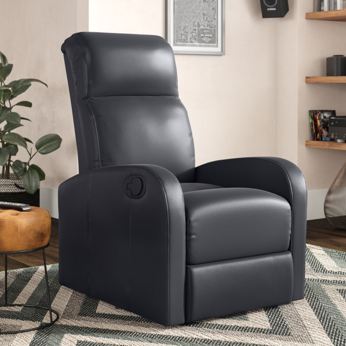 Wrought Studio Costway Manual Recliner Chair Black Lounger Leather